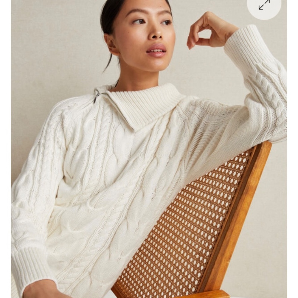 NWT Haven Well Within White Open Cable Knit Sweater XS Talbots